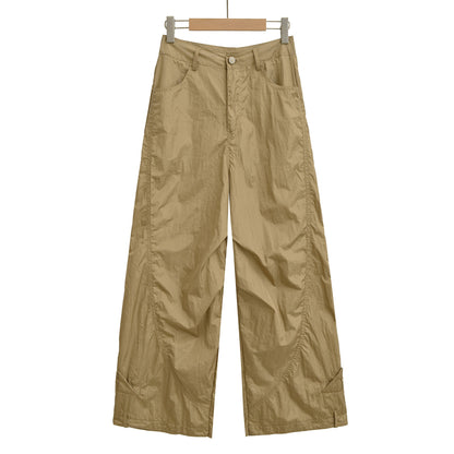 Splicing loose wide leg straight leg pants for women's quick drying jazz dance casual pants